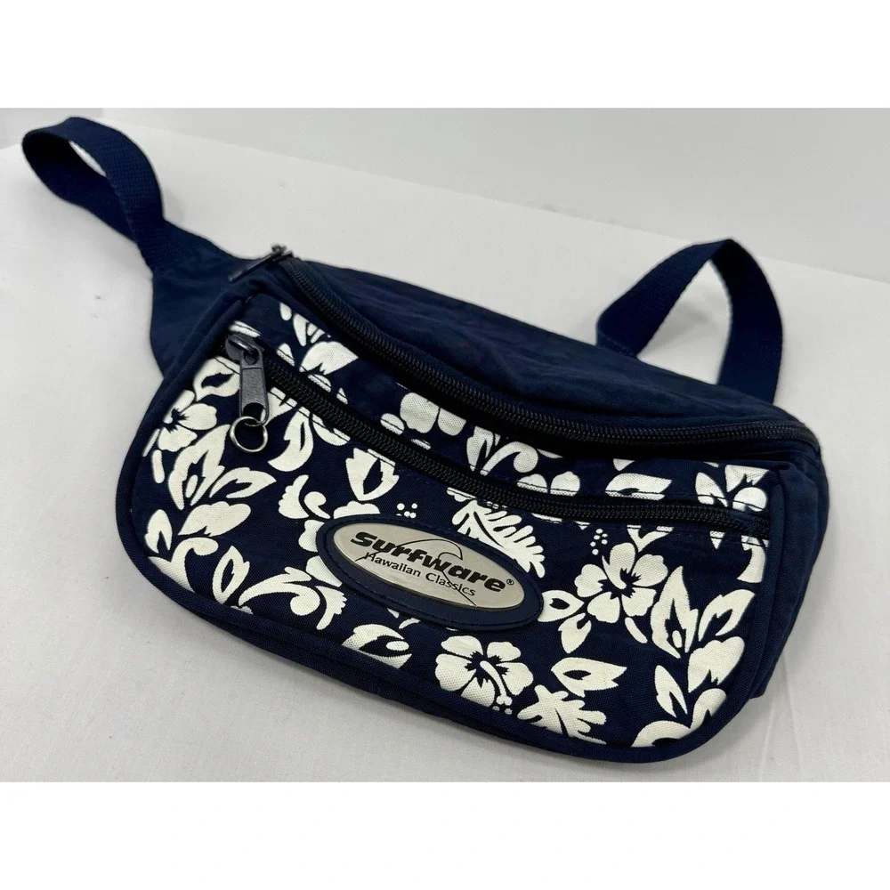 Surfware Hawaiian Classics Fanny Pack Navy Floral Waist Bag Hip Pack Hawaii Vibe